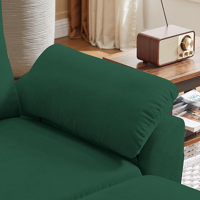 79 Convertible Sectional Sofa Modern L Shaped 3 Seat Couch with Reversible Ottoman for Living Room (Green)