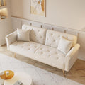 ERYE Tufted Futon Sofa Bed Modern Velvet Upholstered Loveseat Sleeper Futon Sofabed with Split Adjustable Backrest Nailhead Decor and Elegant Golden Legs for Home Apartment RV Office Studio Bedroom