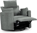 Power Swivel Rocker Recliner Glider Nursery Chair for Adults Modern Leisure Sofa Chair with 2 Pillows for Small Spaces Bedroom Living Room Beige (Light Grey)