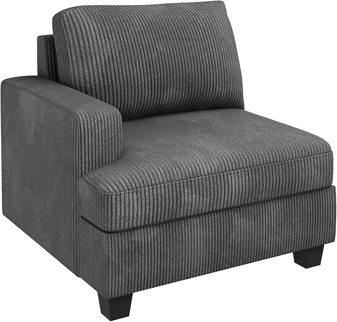 Nolany Left Armrest for Modular Sectional Couch Customizable Left Armrest for Sectional Sofa Dark Grey