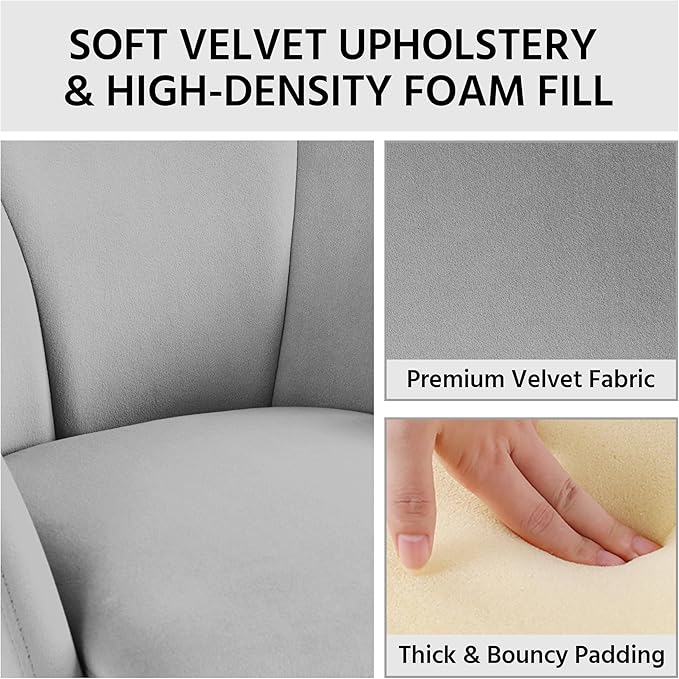 Yaheetech Velvet Dining Chair Flower Shaped Armchair with Golden Legs Upholstered Side Chair for Kitchen Dining Room Living Room Set of 2 Gray