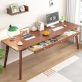 Long Solid Wood Desk with Drawers - 70.9” Mid Century Modern Executive Desk for Two People Home Office Computer Desks Vintage Writing Study Table for Any Room - 2 Person Desks -Walnut