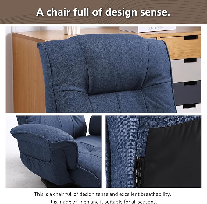 FLOGUOR 360 Degree Swivle Adjustable Floor Chair Chaise Lounge Indoor Folding Lazy Sofa with Armrests and Side Pocket Adults Gaming Chairs for Living Room Bedroom Factory Price 201 (BL)