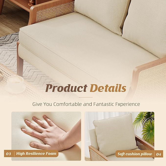 HAOBO Home 2 Piece Living Room Furniture Sets Loveseat Sofa Settee Bench with 1 Single Sofa Accent Chair Modern Small Couches for Small Spaces