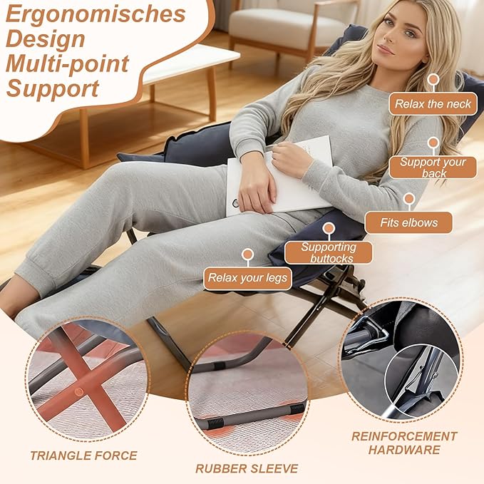 Lazy Chair with Ottoman Modern Lounge Accent Chair with Armrests and Side Pocket Leisure Sofa Armchair Reading Chairs with Footrest for Living Room Bedroom Dorm &amp Office Gray
