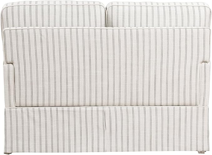 Lexicon Modern Sofa Couch for Living Room Sofas with Solid Wood Frame Square Arm and 4 Accent Pillows Small Couch for Bedroom/Living Room/Office/Apartment 2 Seater Couch White with Stripe