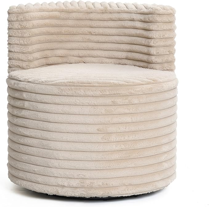 LuxenHome Swivel Barrel Accent ChairModern Upholstered Boucle Armless Chair with 360 Degree for Living Room Bedroom NurseryElegant Comfy Single Sofa Club Chair with Soft Padded ArmrestLight Brown