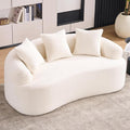 65” Cloud White Curved Couch&amp Loveseat Sofa with 3 Pillows Compression Couch with Round Armrest Suitable for Small Space Bedroom Living Room Memory Foam Chenille No Assembly (Cloud White)