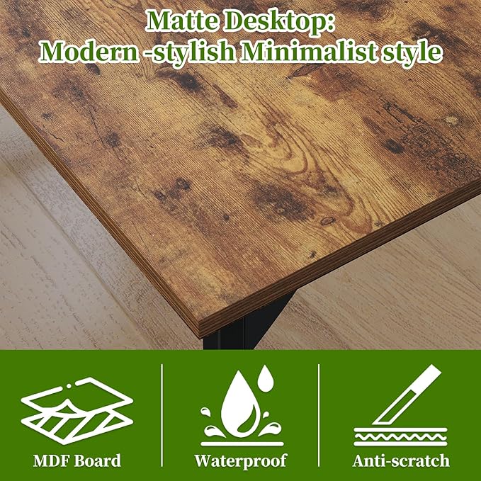 Grandder 32 inch Computer Desk Small Home Office Desk Study Writing Kid Table for Small Spaces Simple PC Work Desk Adjustable Feet Rustic Brown