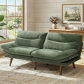 Marsail 74.8 Futon Sofa Bed Corduroy Convertible Futon Couch with Adjustable Backrest &amp Armrests Small Sleeper Sofa Loveseat for Small Apartments Study Room Office Green