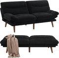 Pipishell Futon Sofa Bed Modern 66 Futon Couch Convertible to Bed &amp Lounger Compact Size Corduroy Loveseat Durable Construction - Fits Small Spaces ApartmentsStudy Room(Ink Black 66 Inch)
