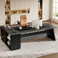 Tribesigns 78 L-Shaped Executive Desk Large Modern Office Desk with Drawers and Lateral File Cabinet Business Furniture with Storage Shelves Big Computer Desk for Home Office (Grey + Blcak)