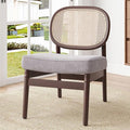 Farini Rattan Accent Chair Upholstered Living Room Chair with Rattan Back &amp Wood Frame Mid-Century Modern Reading Chair for Living Room Bedroom Khaki