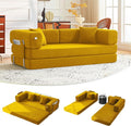 79 Convertible Sofa Bed with Pillows Corduroy Folding Sleeper Sofa with Fixed-Shape Frame Boneless Couch for Living Room Bedroom Floor Sofa Lounge No Assembly Required (A Style-Yellow)