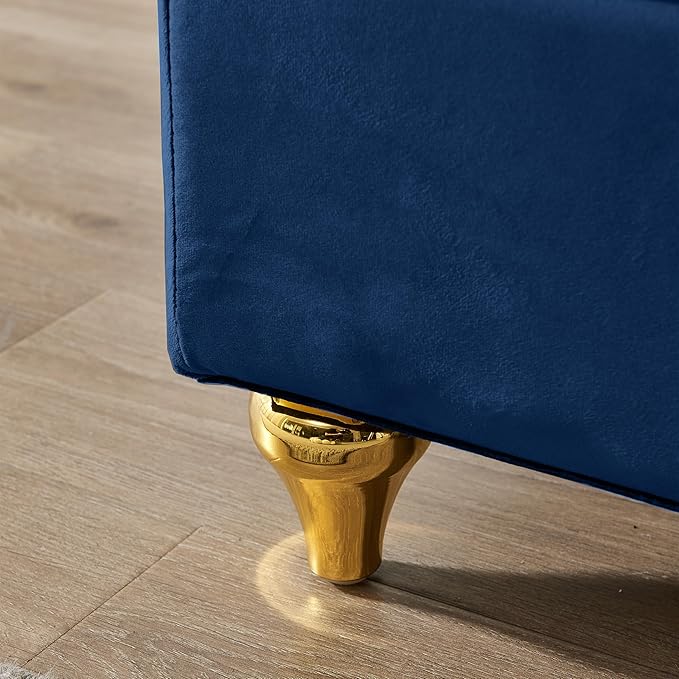 Chaise Lounge IndoorVelvet Lounge Chair with Hidden Storage &amp PillowModern Upholstered Corner Lounge Chair Sofa Bed with Solid Wood Frame for Sleeping Living Room Bedroom Office(Navy Blue)