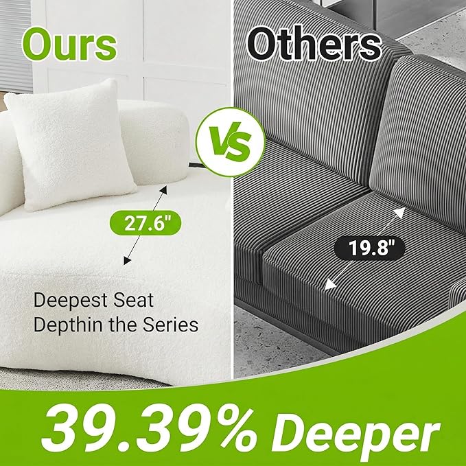 67”Curved Loveseat for Living Room Deep Seat Cloud Loveseat with 2 Throw Pillows Modern Loveseat Adopt Teddy Fabric for Small Spaces The Love Seat Couch No Assembly Needed White Loveseat