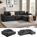 Apicizon 113 Boneless Sectional Sofa Couch for Living Room L-Shape Modular Boneless Sectional Couches Sofa Bed with Chaise Longue for ApartmentNo Assembly Required (Stripe Corduroy Gray)