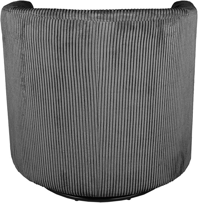 Corduroy Swivel Chair with U-Shaped Back 360° Rotating Accent Chair Fully Assembled Modern Barrel Chair for Living Room Bedroom Reading Nookc (Dark Grey)