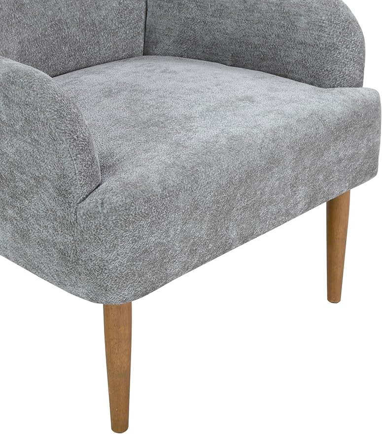 Chenille Armchair Modern Style Accent Chair with Wood Legs Comfy Design for Living Room Bedroom Office Gray RR142