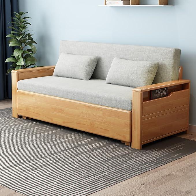 70.8Queen Convertible Sofa SleeperGrey cushion Sectional Sleeper Sofa with Reversible ChaiseSolid wood Sofa Bed 3 in 1 Pull Out Couch Bed for Living RoomApartmentBedroomand Office with Storage |