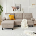 84 Convertible Sectional Sofa Modern Linen Fabric Small L Shaped Couch with Reversible Chaise 3-Seat Sofa Couches for Living Room Apartment and Small SpaceBeige