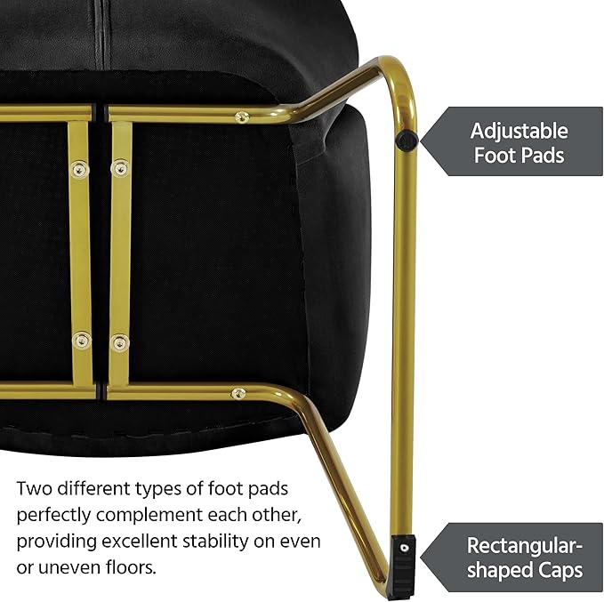 Yaheetech Velvet Living Room Chair Flower Shaped Armchair with Golden Legs Upholstered Side Chair for Vanity Room Living Room Kitchen Dining Room Set of 2 Black