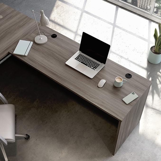 OfficeWorks by Sauder Affirm 60 X 24 Desk Shell/cred/Return Hudson Elm Finish
