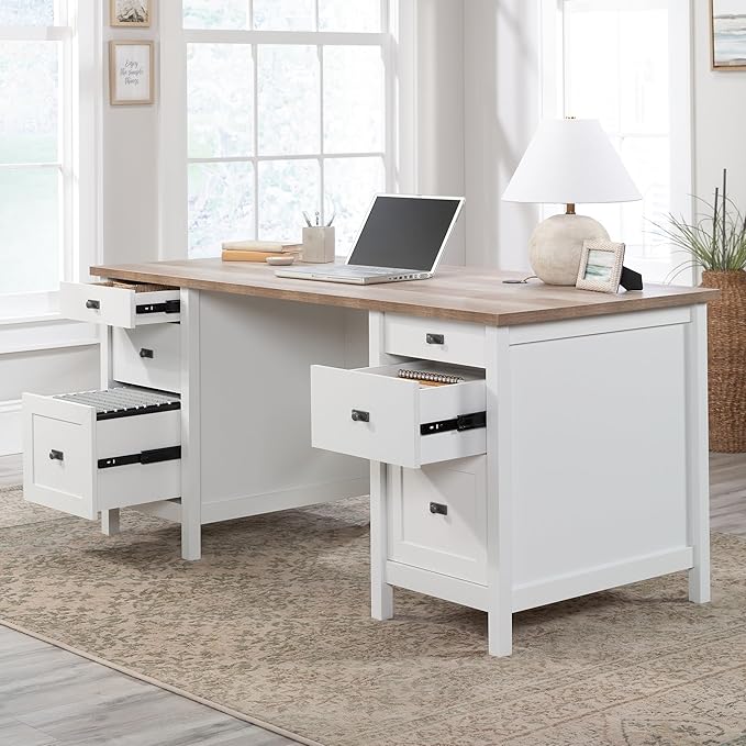 Sauder Cottage Road Executive Desk White Finish