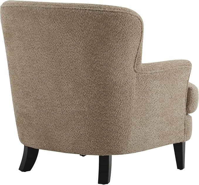 Christopher Knight Home Winnie Accent Chair and Ottoman Set Living Room/Bedroom Wooden Comfy Reading Chair with Footrest Stool Boucle Upholstered Wingback Single Sofa Brown