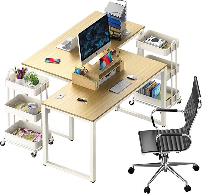 SHW 48-Inch Commercial-Grade Office Computer Desk Oak