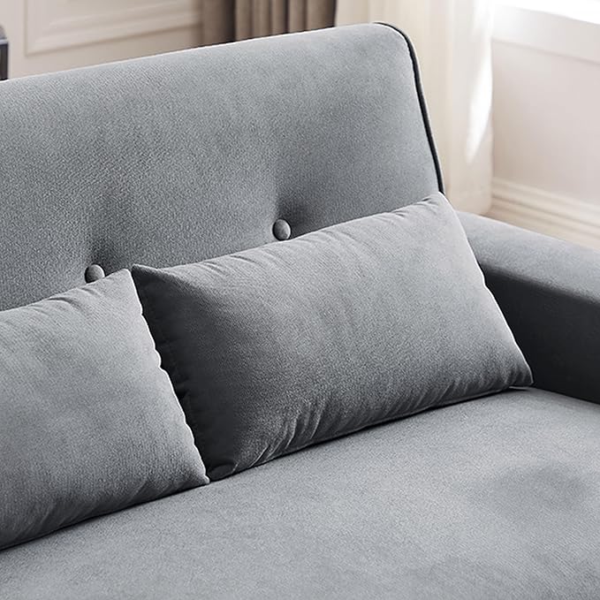 49 Small Loveseat Sofa 2 Seat Mid Century Love Seat Couch with Throw Pillows for Living Room Apartment Bedroom and Small Spaces