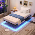 Floating Bed Frame Twin Size Twin Bed Frame with Smart LED Lights Heavy Duty Modern Metal Platform Bed No Box Spring Needed - Easy Assembly and Noise Free