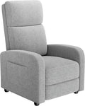 Recliner Chair for Adults Adjustable Push Back Reclining Chair Padded Seat &amp Lumbar Support Fabric Upholstered Single Sofa with Side Pocket for Living Room Bedroom Home Theater