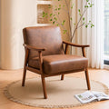 Accent Chair with Microfiber Upholstery and Solid Wood Frame Classic Mid-Century Modern Living Room Furniture for Extra Seating Brown