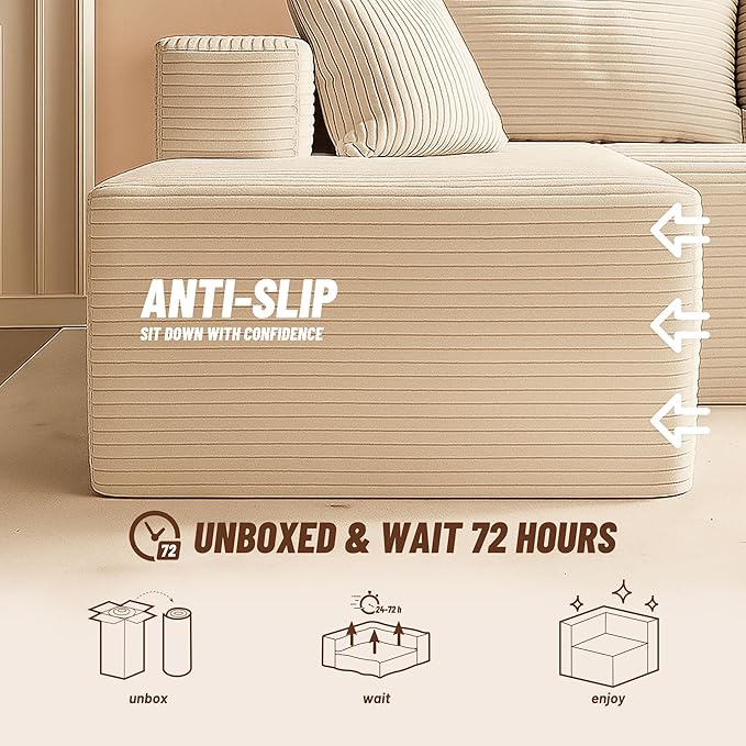 Cozy Square Ottoman Set of Comfortable Seating No Assembly Required Camel
