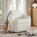 Swivel Barrel Chair Cloud 360° Upholstered Armchair with Removable Throw Pillow for Living Room Bedroom Modern Comfy Single Sofa Chairs Fully Assembled White