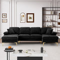 OUYESSIR 112 Cloud Sectional Sofa with Extra Deep SeatU Shaped Sectional Couches for Living Room4 Seater Chenille Sofas &amp CouchesModern Apartment Couch with Double Chaise Lounge Black