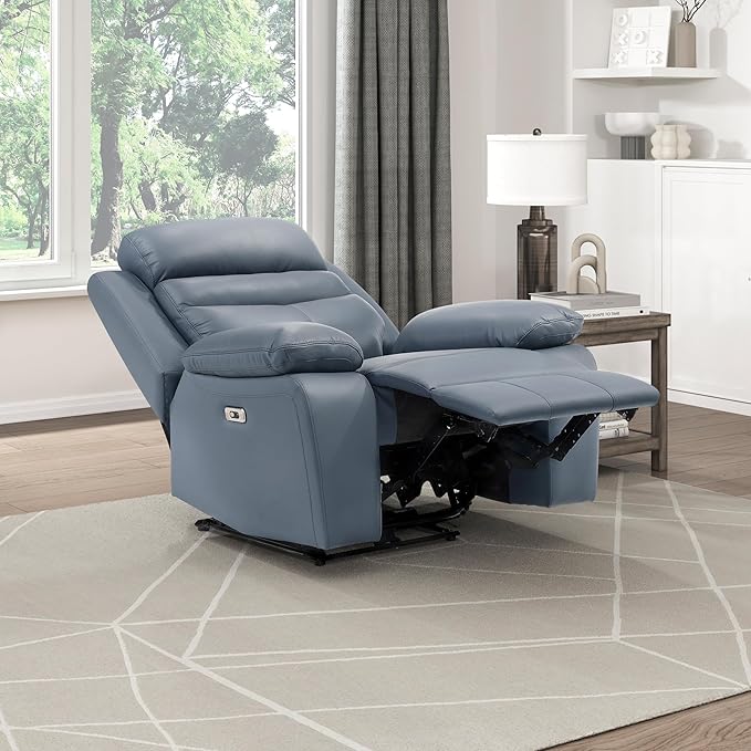 Lexicon Recliner Chair Living Room Leather Match Reclining Sofa Chair Home Theater Seating Wall Hugger Recliner Power Recliner Sofa Chair for Living Room/Office/Apartment Blue