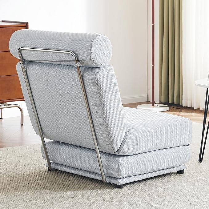 Convertible Chair Bed Sleeper Fold Out Sleeper Chair Modern Style Light Grey-Blue Perfect for Relaxing Sleeping Lounging