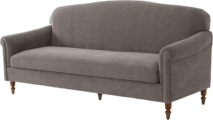 Christopher Knight Home Sola 77.5'' Modern Chenille Upholstered Loveseat Sofa with Rolled Armrest and Rubberwood Frame 2-Seater Home Sofa Living Room Comfy Couch for Hotel/Apartment Brown