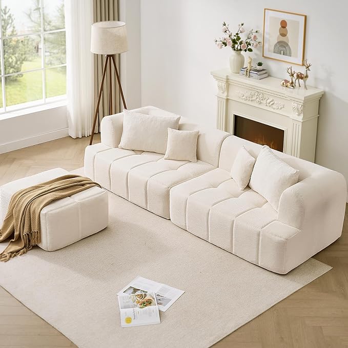 ONBRILL 97” Modular Sectional Sofa with Deep Seat Cloud Sectional Couch with L-Shape ChaiseChenille Upholstered Couches for Living Room Bedroom ApartmentsNo Assembly Required