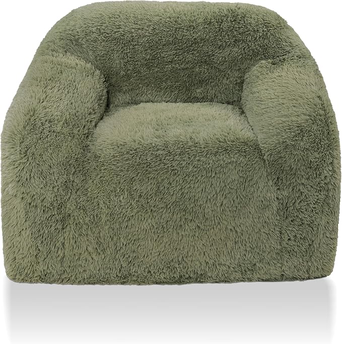Furniture of America Fexon Modern Upholstered 1-Seater Foam Sofa Chair with Curved Arm Compressed Couch in a Box No Assembly Required for Living Room Home Theater and Office Sage Green