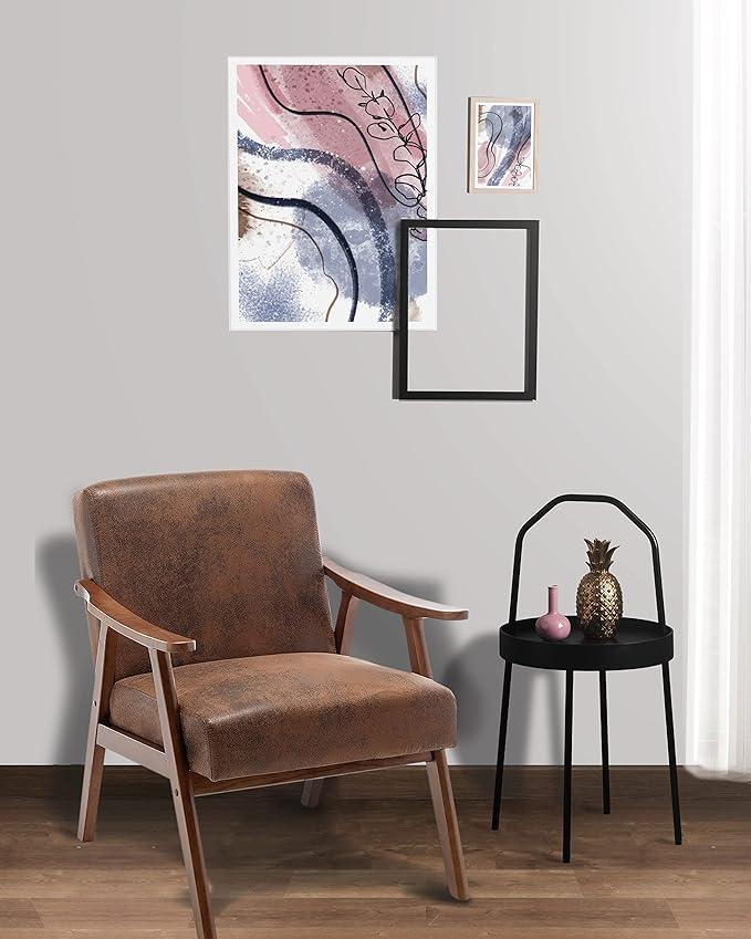 Accent Chair with Microfiber Upholstery and Solid Wood Frame Classic Mid-Century Modern Living Room Furniture for Extra Seating Brown