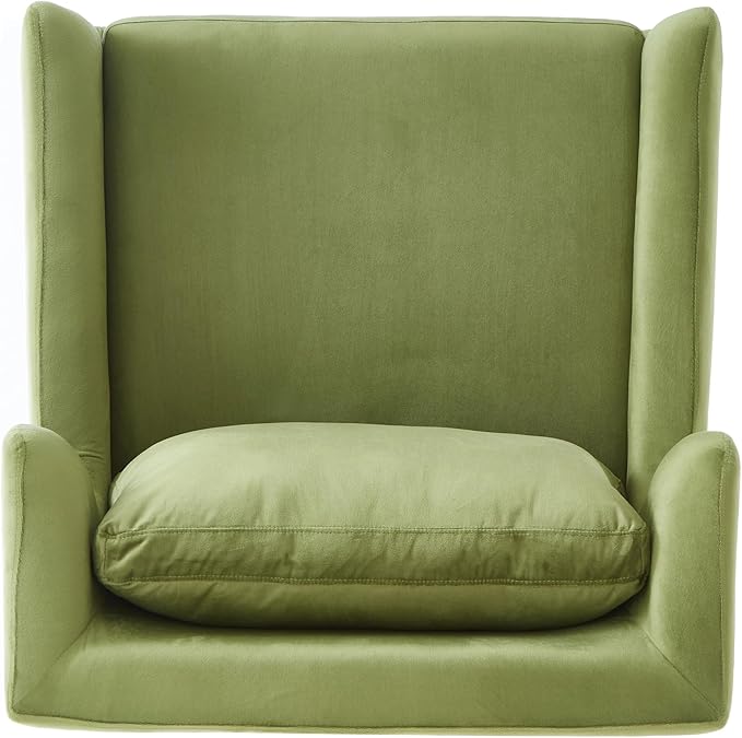 Merax Luxury Velvet Accent Chair Modern Mid-Century Armchair for Living Room Bedroom Reading Corner Comfortable Tufted Single Seater Sofa Chair with Iron Legs (Green)