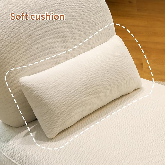 HAZO Cute Accent Chair with Solid Wood Legs Velvet Living Room Chair with Soft Cushion Cozy Bedroom Chair Comfy Armless Reading Chair for Apartment Waiting Room Balcony (White)