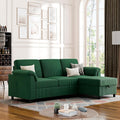 Vongrasig Convertible Sectional Couch 3 Seat L Shaped Sofa with Removable Pillows Linen Fabric Small Modern Couch Mid Century for Living Room Apartment and Office Green