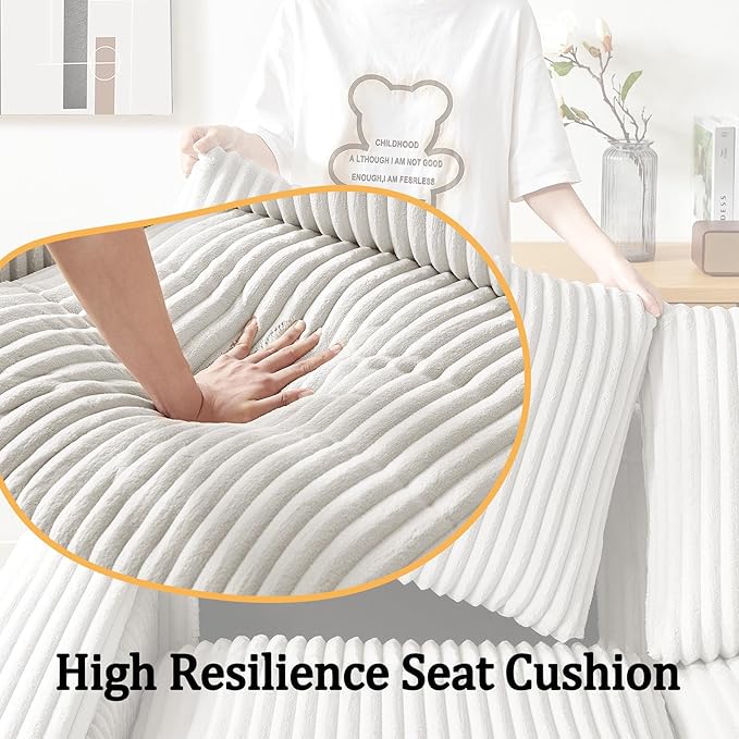 Anwick 71 Modern Loveseat Sofa Corduroy 2-Seater Couch with Storage Armrest USB Charging Port &amp Side Pockets Small Sofa for Living Room Bedroom Office Apartment (Beige)