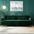 85.63 Velvet SofaModern Loveseat Couch with Pillows Set of 2 for Living RoomBedroomApartment Furniture with Gold Metal Legs (Green)