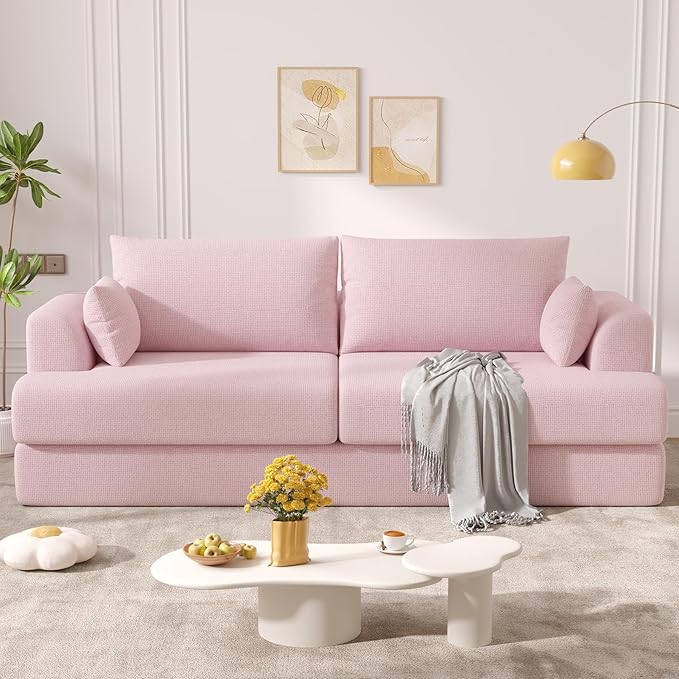 84” Loveseat Sofa Boneless Modular Sofa Couches for Living Room Cloud Couch with Deep SeatEasy Assembly for Small SpacesPink