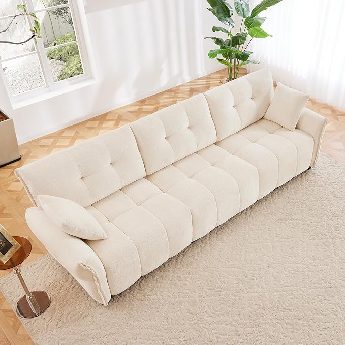 Oversized Modular Sectional Sofa U Shaped Sectional Couches for Apartment 110 inch 5 Seat Modular Couch with OttomanChenilleWhite